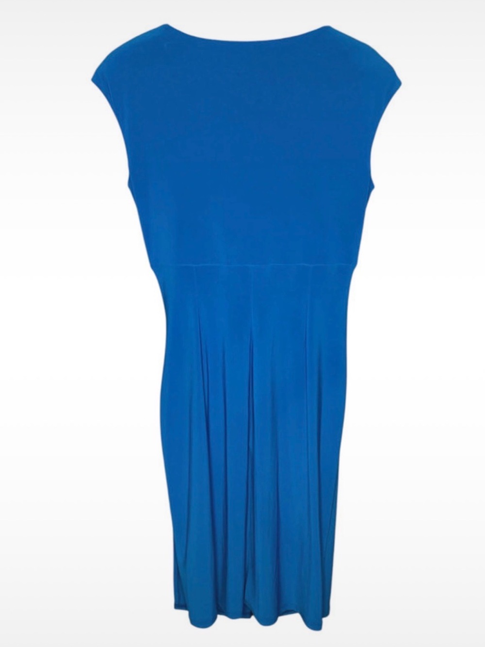 Ralph Lauren Blue V-Neck Draped Midi Dress - Picture 3 of 4